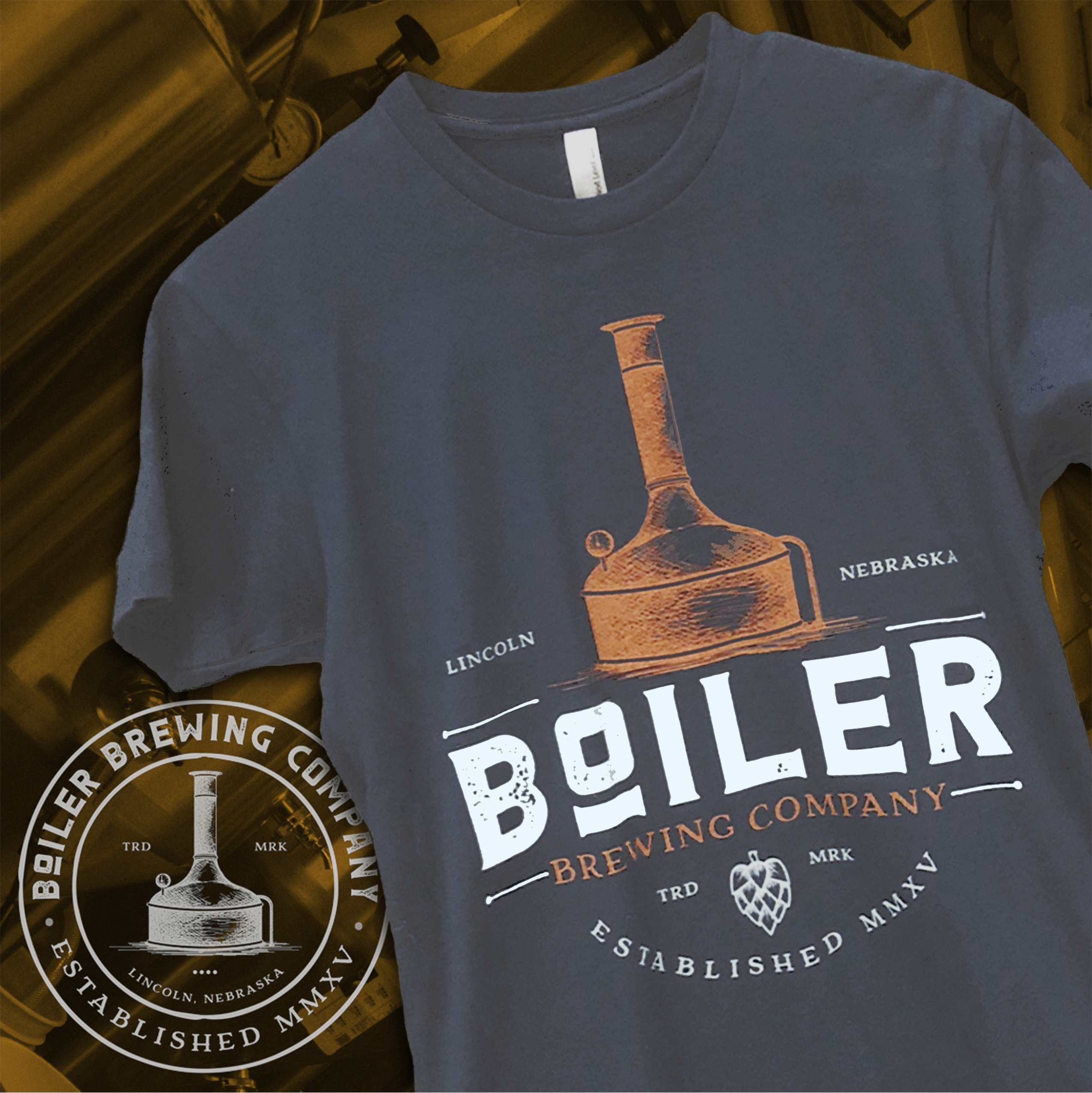 Company T-shirt Gray Brewing Boiler - BBC Charcoal